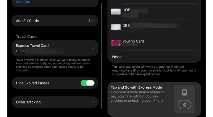 Setting up Apple Pay Express Mode.