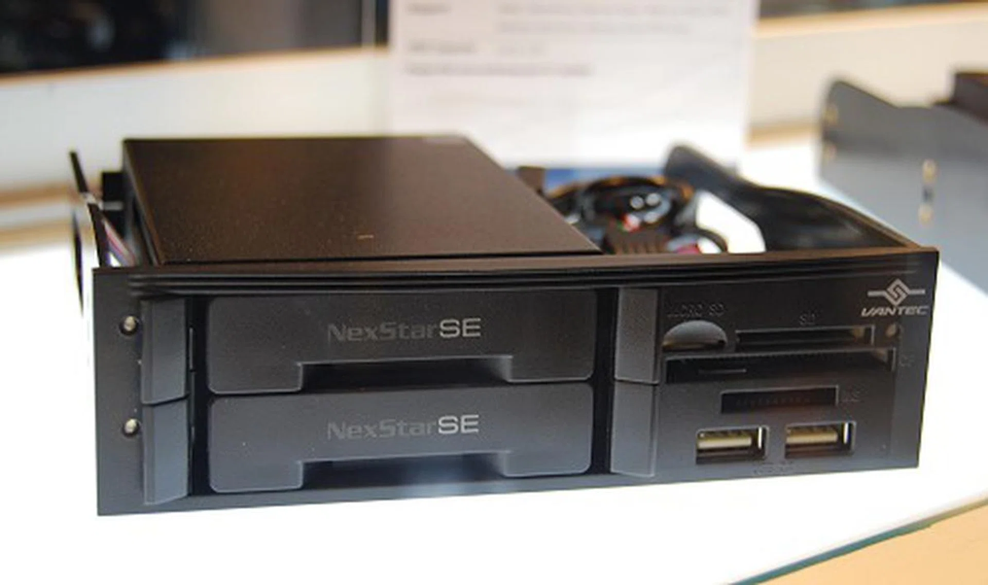 The NexStar SE is a handy front panel bay that supports dual 2.5-inch drives with a card reader, USB and audio ports.