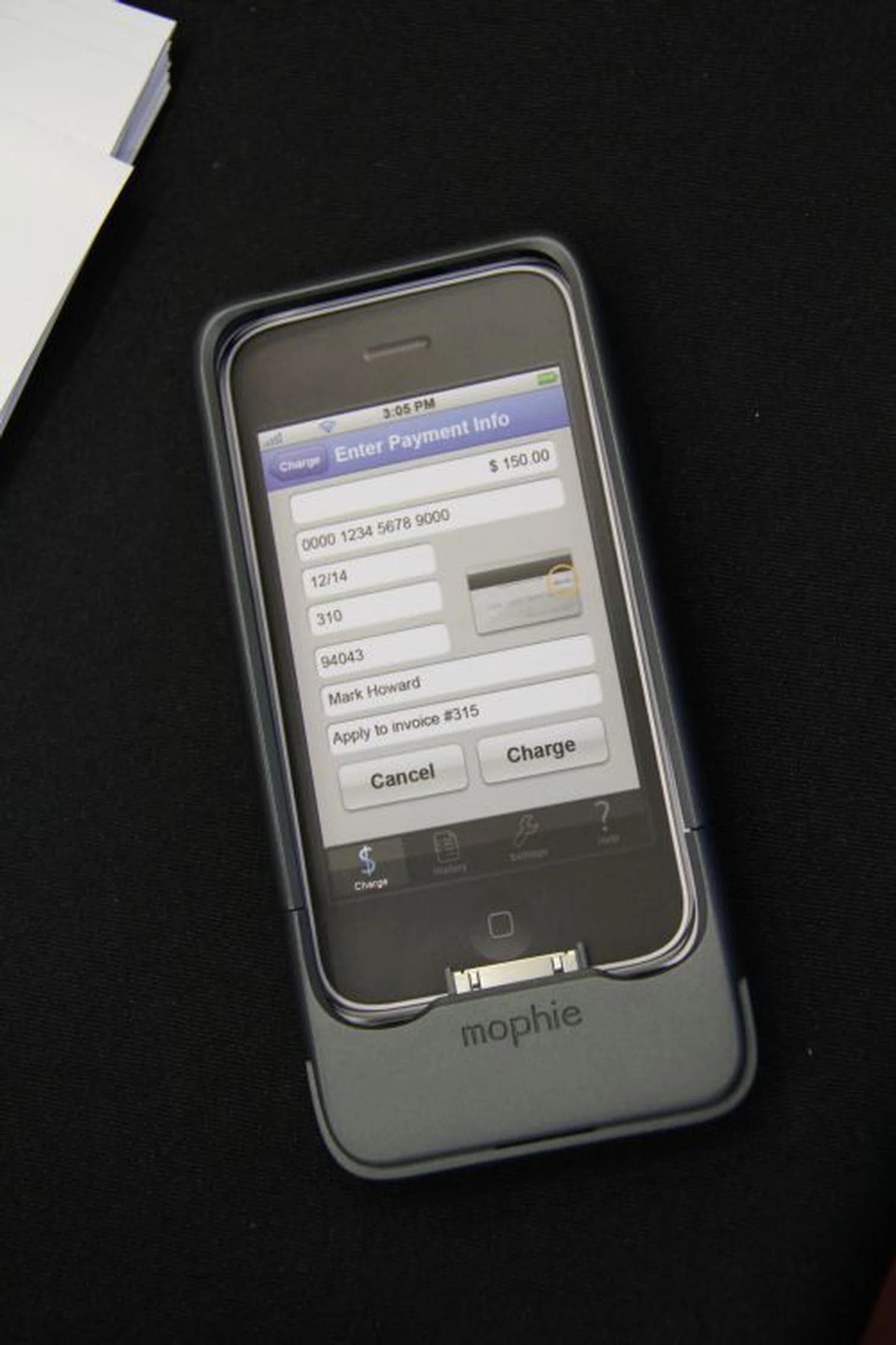 We thought this credit card authentication reader from US-based mophie (yes, the one behind the popular mophie juice pack) looked really cool. Basically it works with the iPhone 4 and by swiping your credit card in the slot underneath, an authentication app will do the remote checks for you.