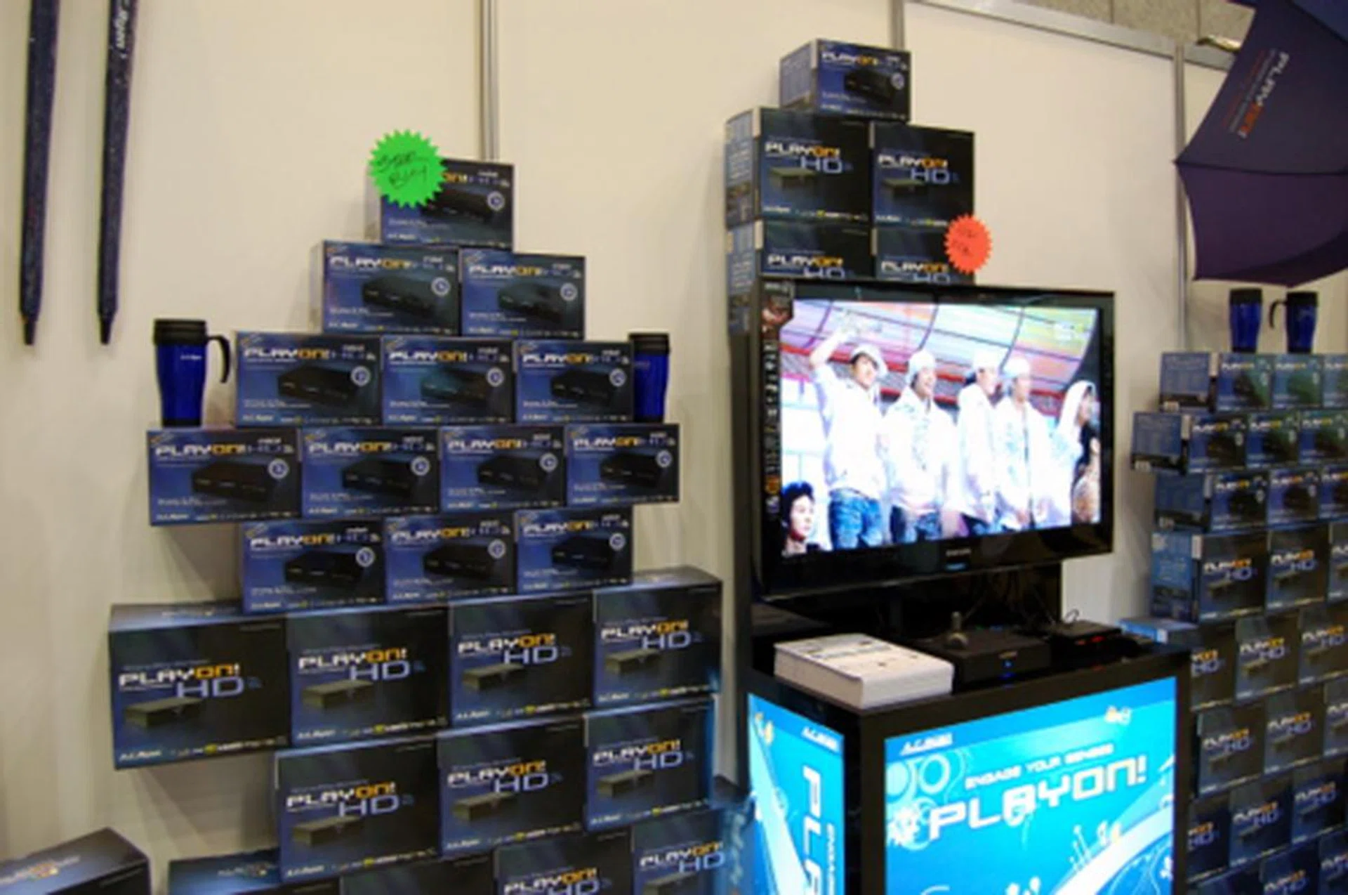 The Playon!HD and Playon!HD mini are media players that support a whole bunch of formats plus NAS functions, uPNP streaming and more. The larger one does BitTorrent downloading, an internal 3.5" SATA HDD and a media card slot and will set you back $349 with 1.5TB built-in. The mini's compact size and fewer features mean a more compact price of $175. Both come with an HDMI cable.