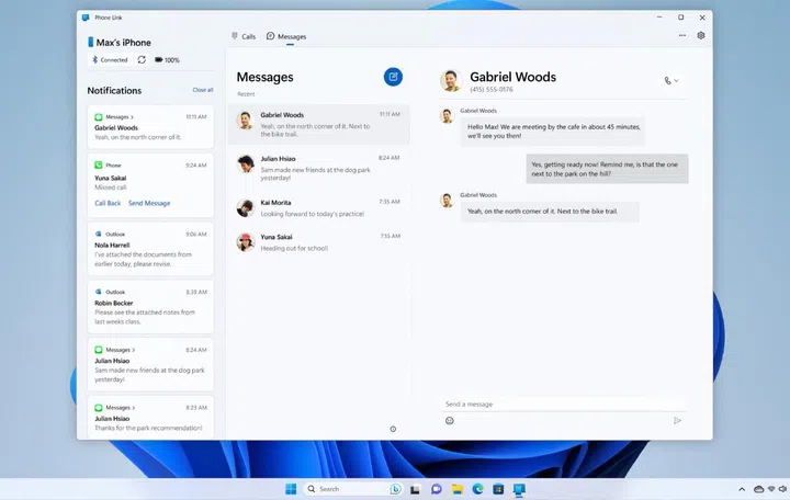 Microsoft's Phone Link app (Image source: Microsoft)