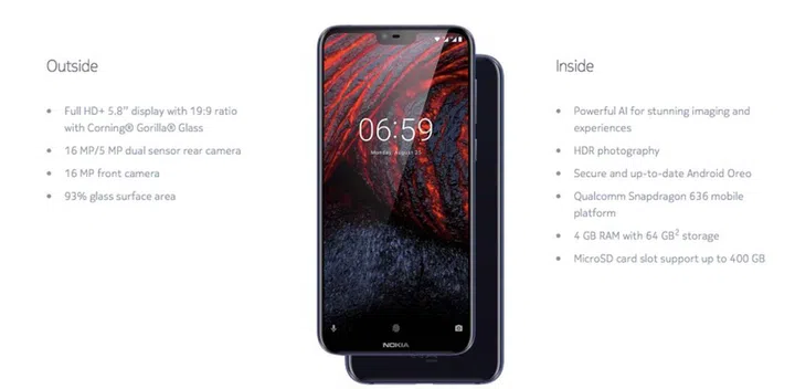 The Nokia 6.1 Plus. <br>Image source: Nokia