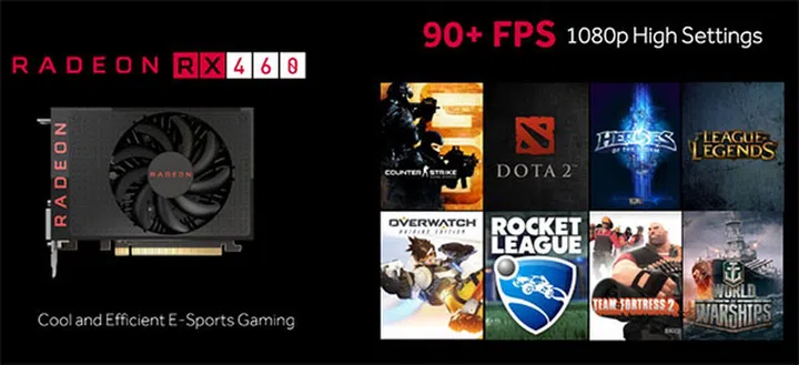 The Radeon RX 460 is aimed at less demanding e-sports titles like Dota 2. (Image Source: AMD)
