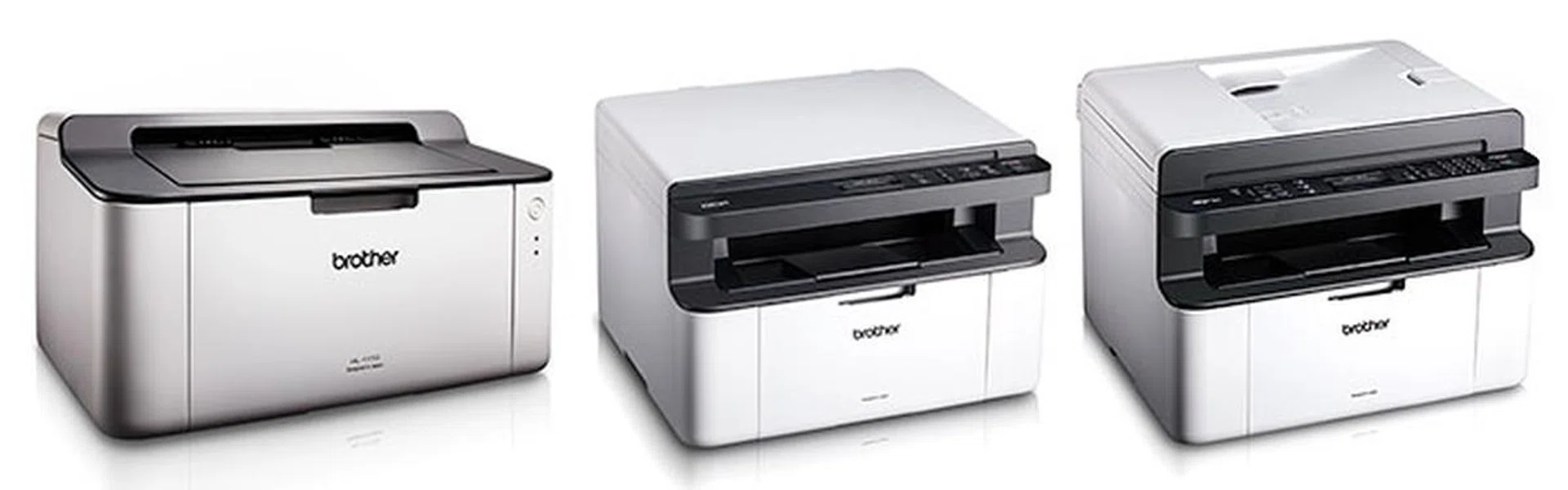 From left to right (not to scale): HL-1110, DCP-1510, MFC-1810.
