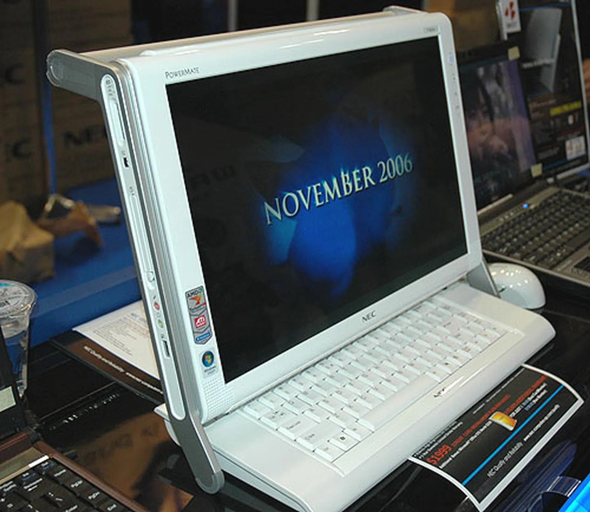  NEC's hybrid desktop PC concept, the Powermate has been around for a while and the P5020 version here uses AMD's Turion 64 X2 dual core processors. It has 2GB of DDR2 RAM, a 250GB SATA hard drive and a Radeon X1200 GPU. For its excellent design and striking aesthetics, you can expect to pay S$1,999, including free gifts like a 4GB thumb drive.  