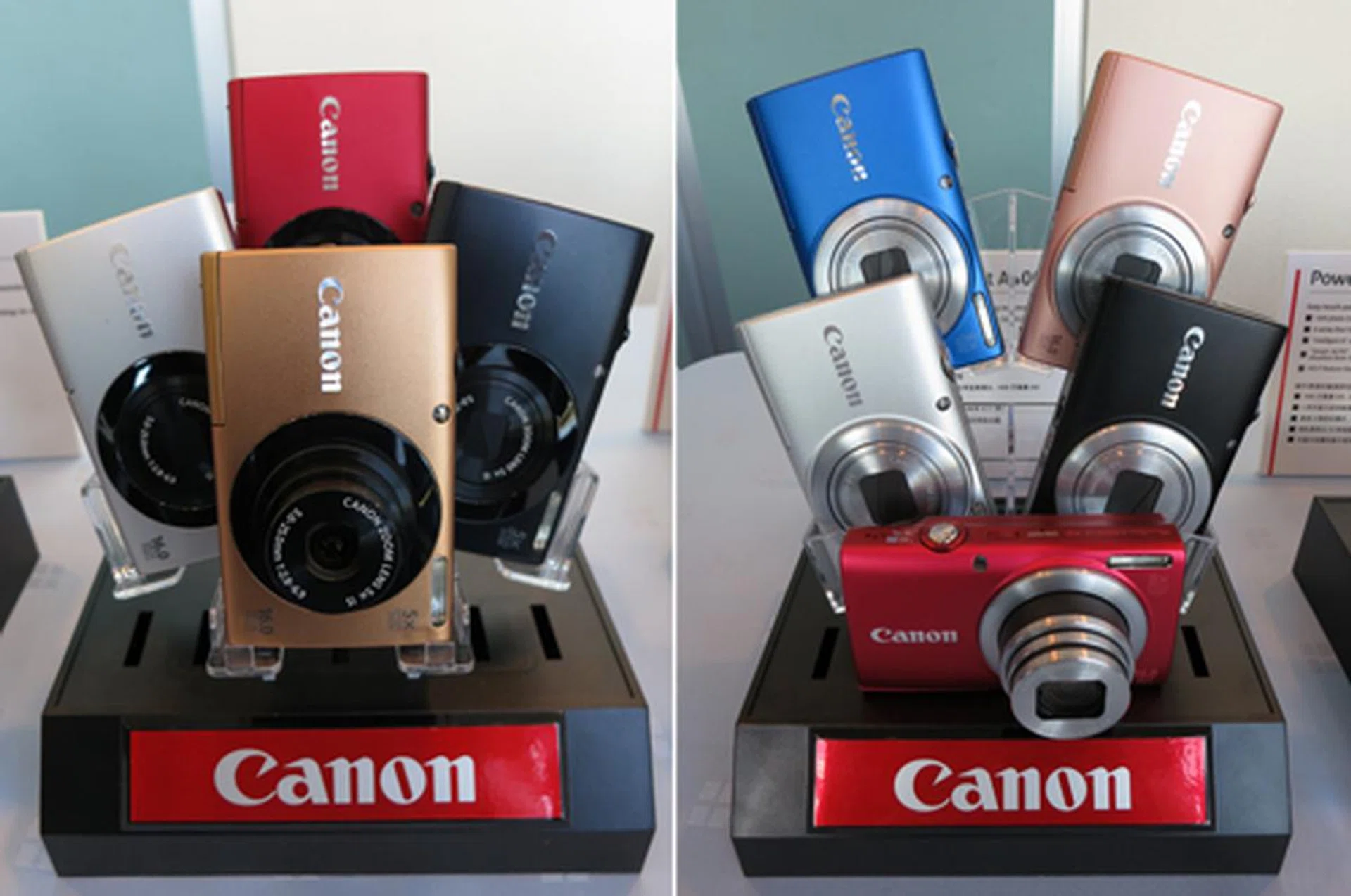 Leading the pack among Canon’s affordable, yet feature-rich A series point-and-shoot camera models are the PowerShot A3400 IS (left, US$ 179.99) and the PowerShot A4000 IS (right, US$ 199.99). The A3400 IS is the first touchscreen-equipped model from the PowerShot A series, while the A4000 IS offers 8x optical zoom. Both are capable of shooting 16-megapixel stills and 720p movie clips.