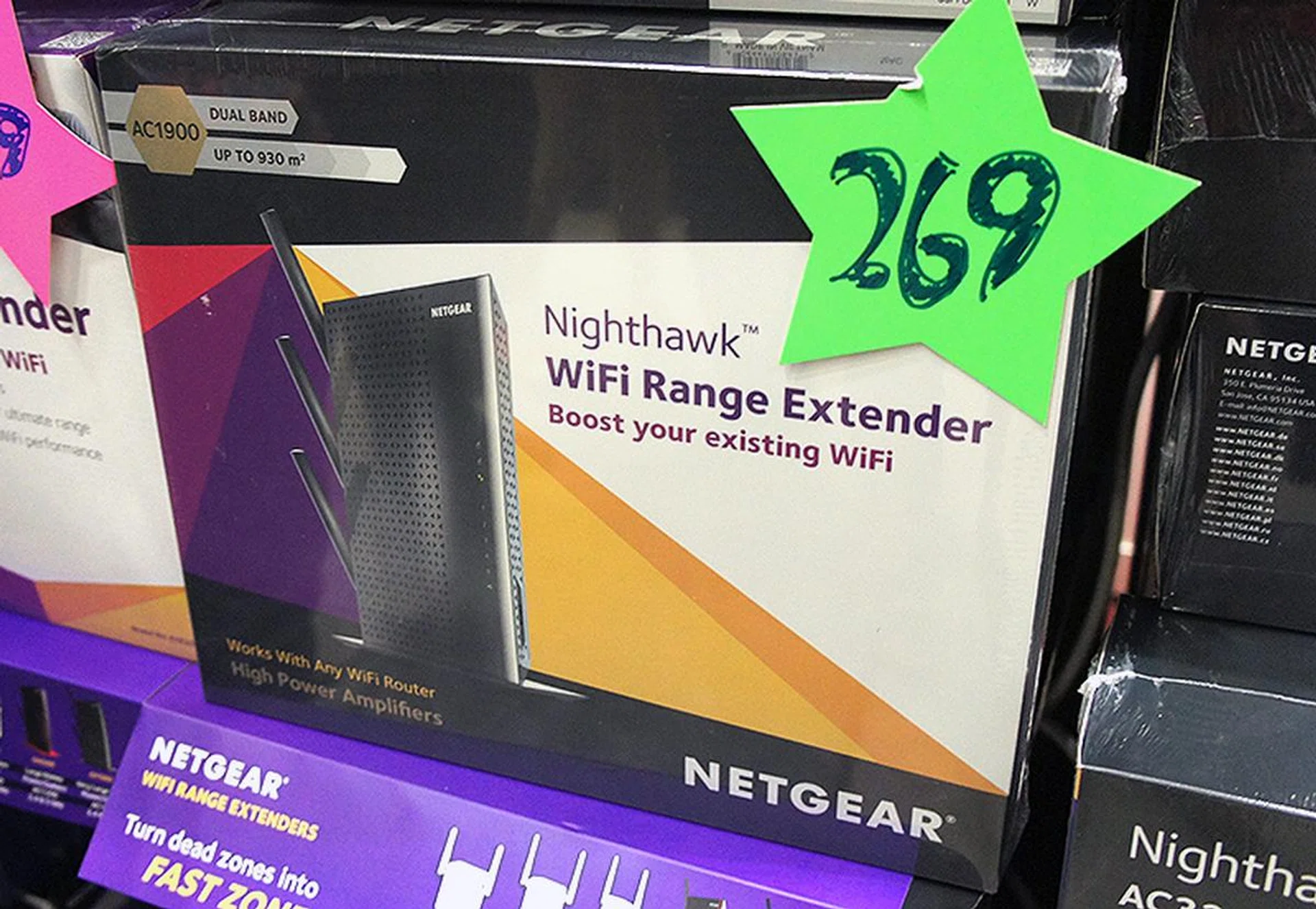 If need to expand your Wi-Fi coverage at home, Netgear's EX7000 AC1900 Wi-Fi range extender can help. It supports up to 1900Mbps on its dual 2.4GHz and 5GHz bands, and is going for $269 (U.P.: $299).