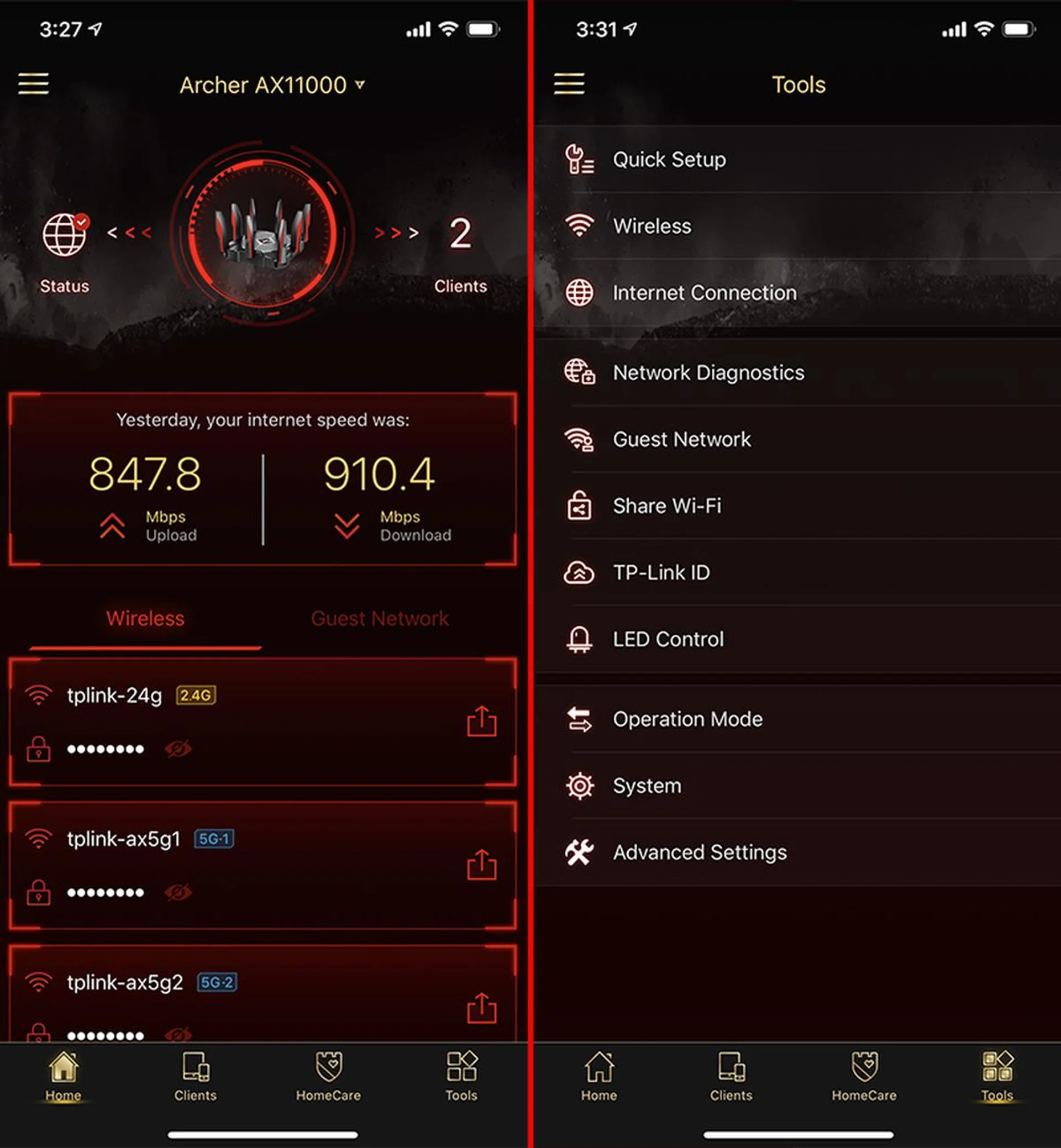 The Tether app lets you remotely manage the router.