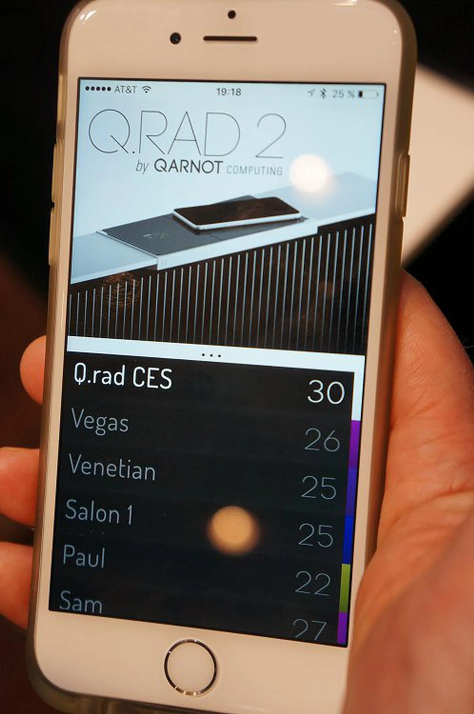 Seen here is the app to control Q.rad. 