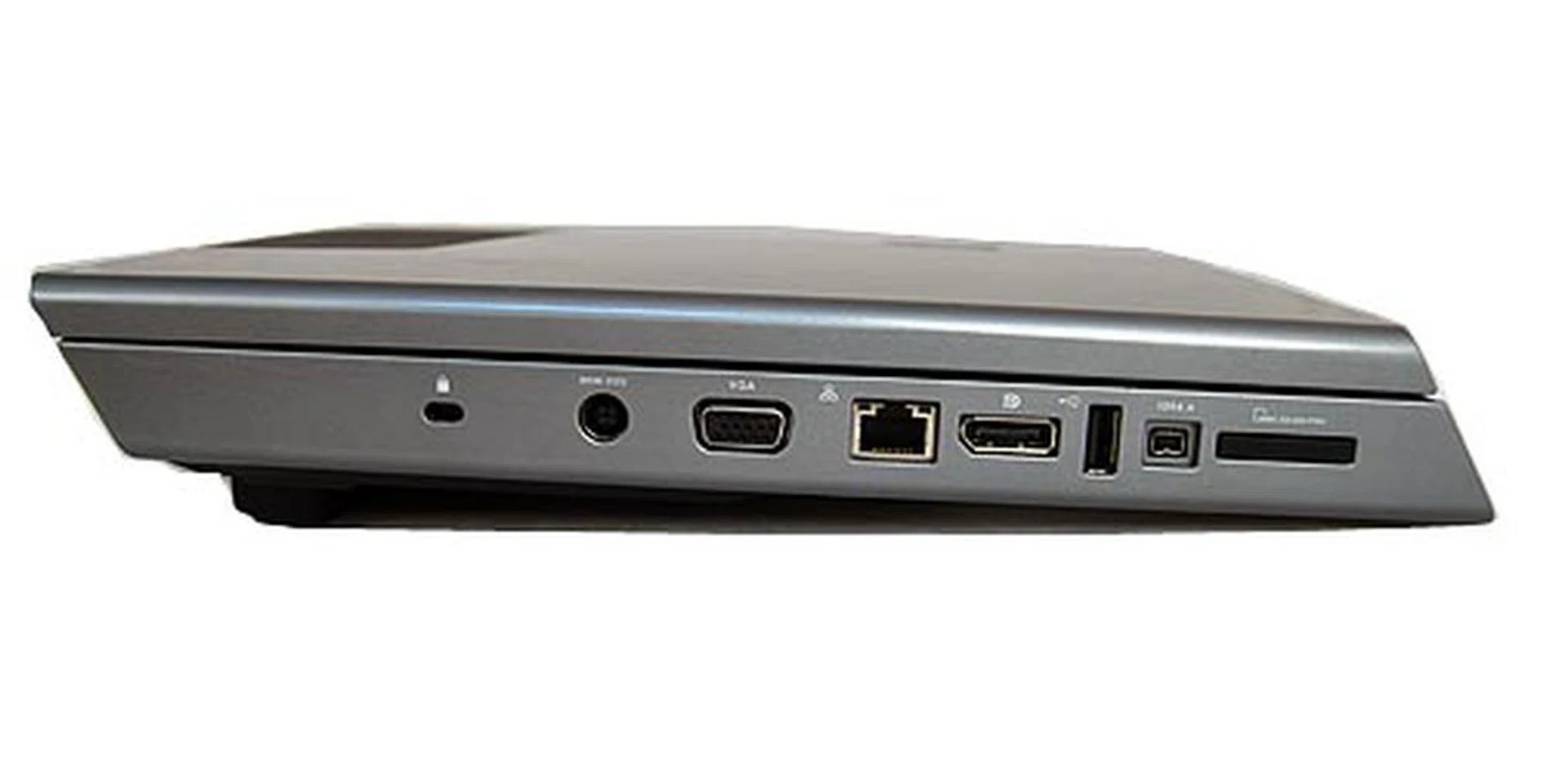 On the left side lies your VGA out, DisplayPort, USB 2.0, FireWire port, LAN port and the 8-in-1 card reader.