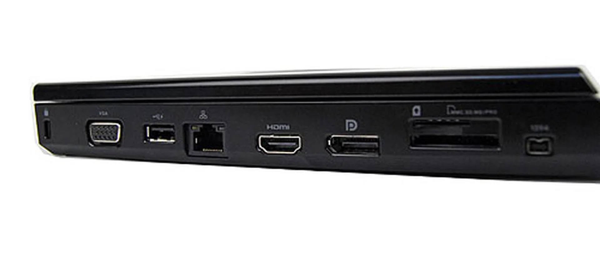 The right side too has your usual connectivity ports such as VGA, USB, LAN port, HDMI, DisplayPort, card reader and a mini-DV FireWire port.
