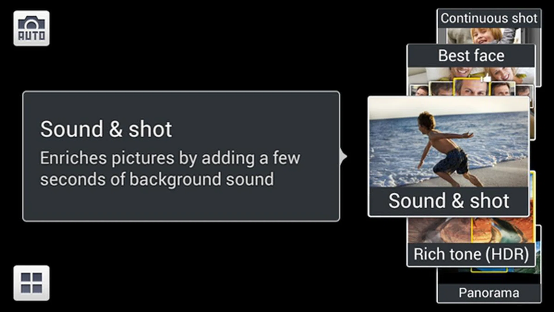 Sound & Shot enables you to record up to 9 seconds of audio with a photo.