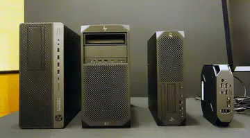 (from left: HP EliteDesk 800, HP Z2 G4, HP Z2 SFF, and HP Z2 MiniG4)