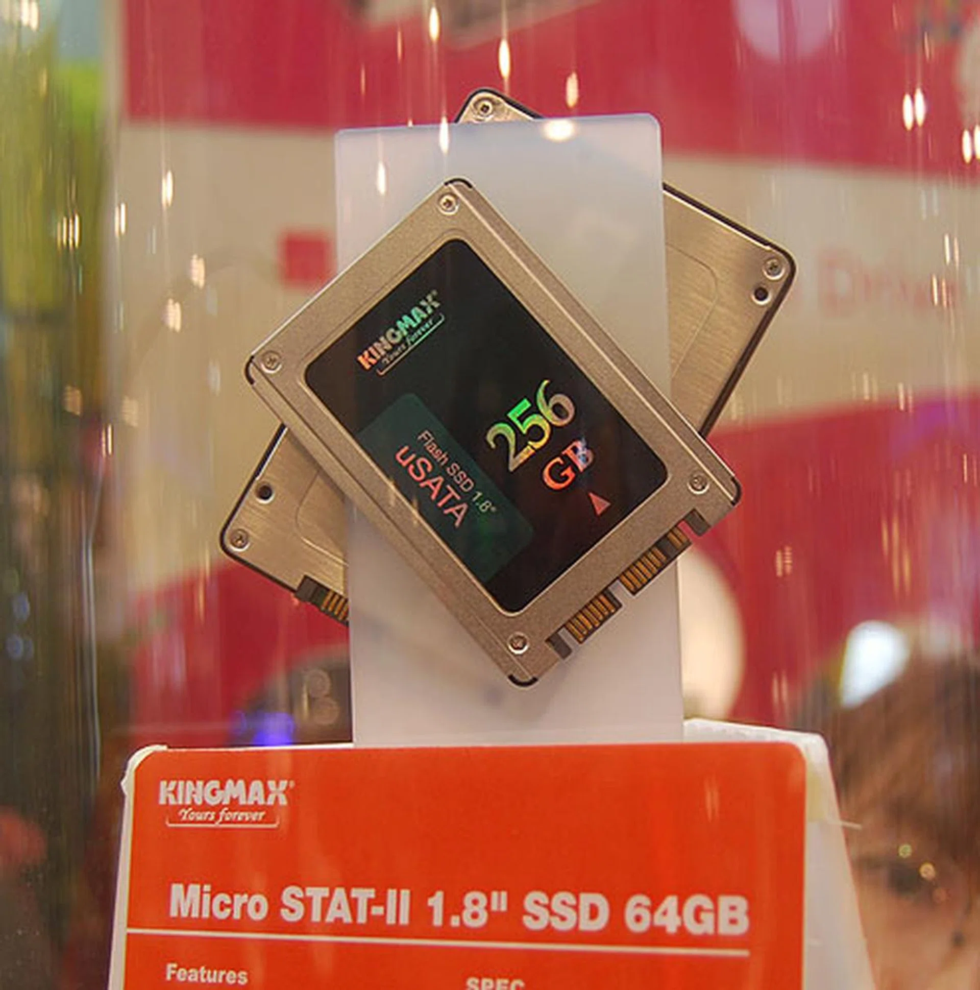  Kingmax also had other flash based products on show, from USB thumb drives to SD and CF memory cards. Here is its 1.8-inch SSD, which tops out at 256GB.  