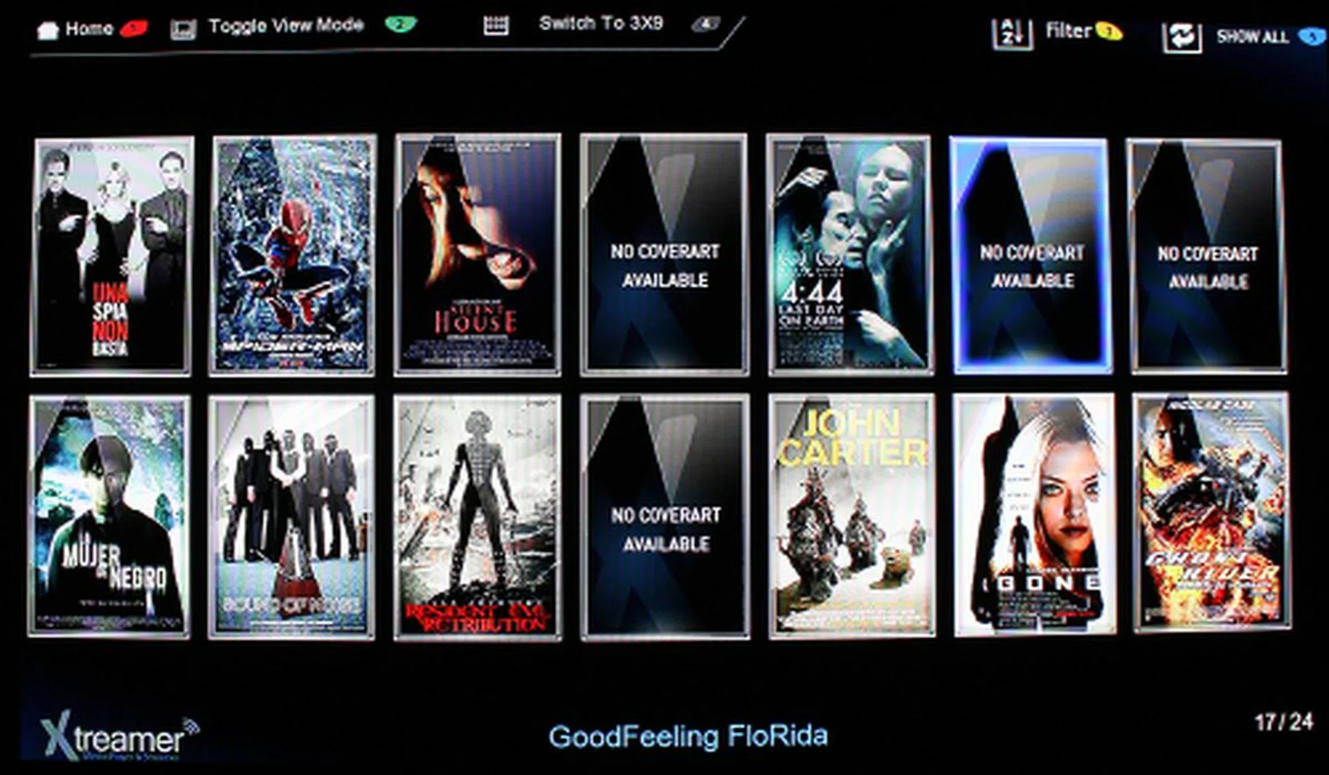 This is the friendly interface to navigate video media within the Media Jukebox. The Xtreamer Prodigy Silver will download the relevant movie poster and info for your movie files, though the success rate of this depends on your file naming convention as well. Retrieving data for oddly-named files will probably produce no results.