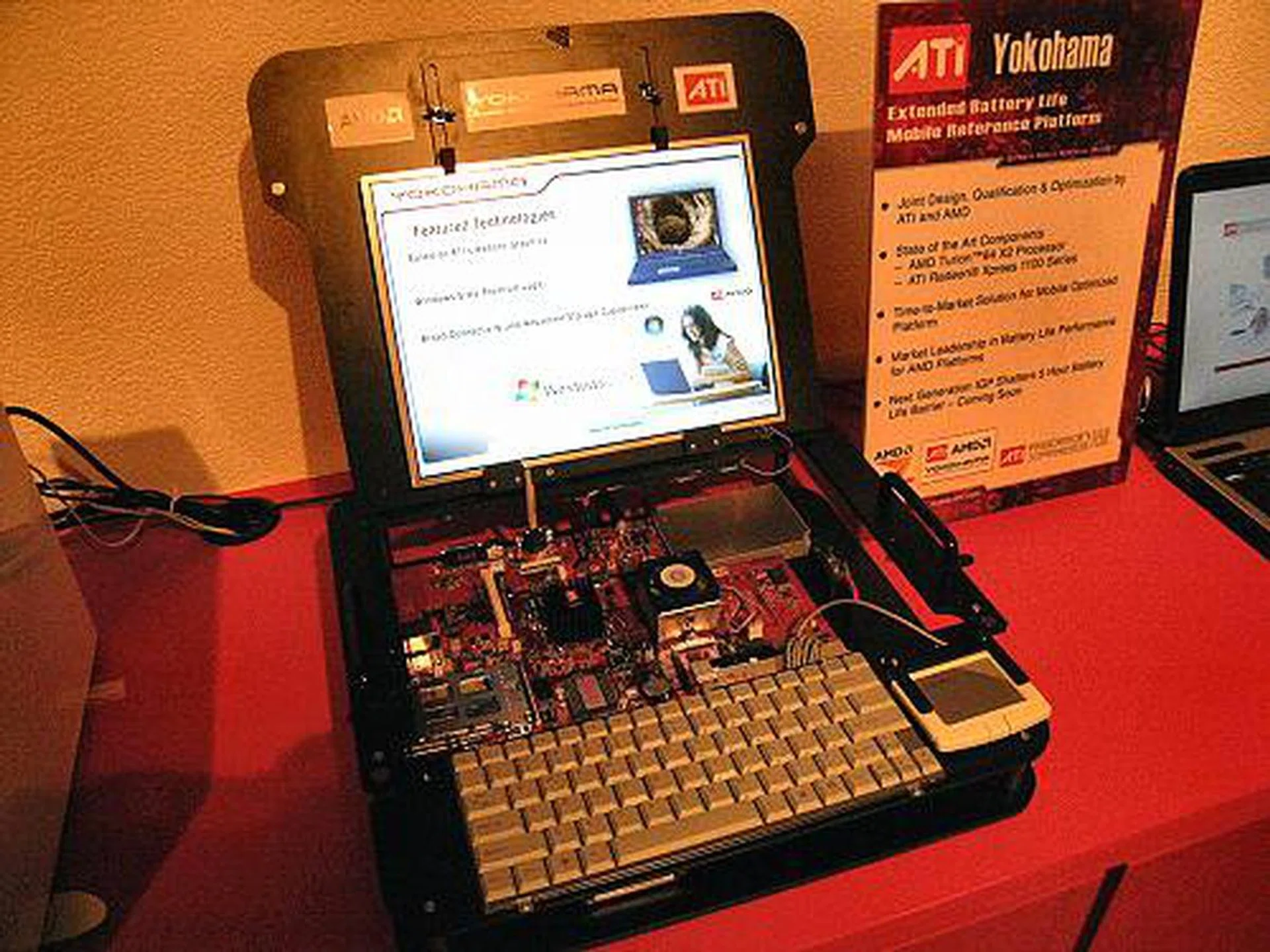 The ATI Yokohama initiative is a highly integrated design co-optimized by ATI and AMD using the Radeon Xpress 1100 series chipset and Turion 64 X2 processors to build notebooks with above 4 hours battery life. ATI is claiming more than 5 hours using their next generation chipset as well.