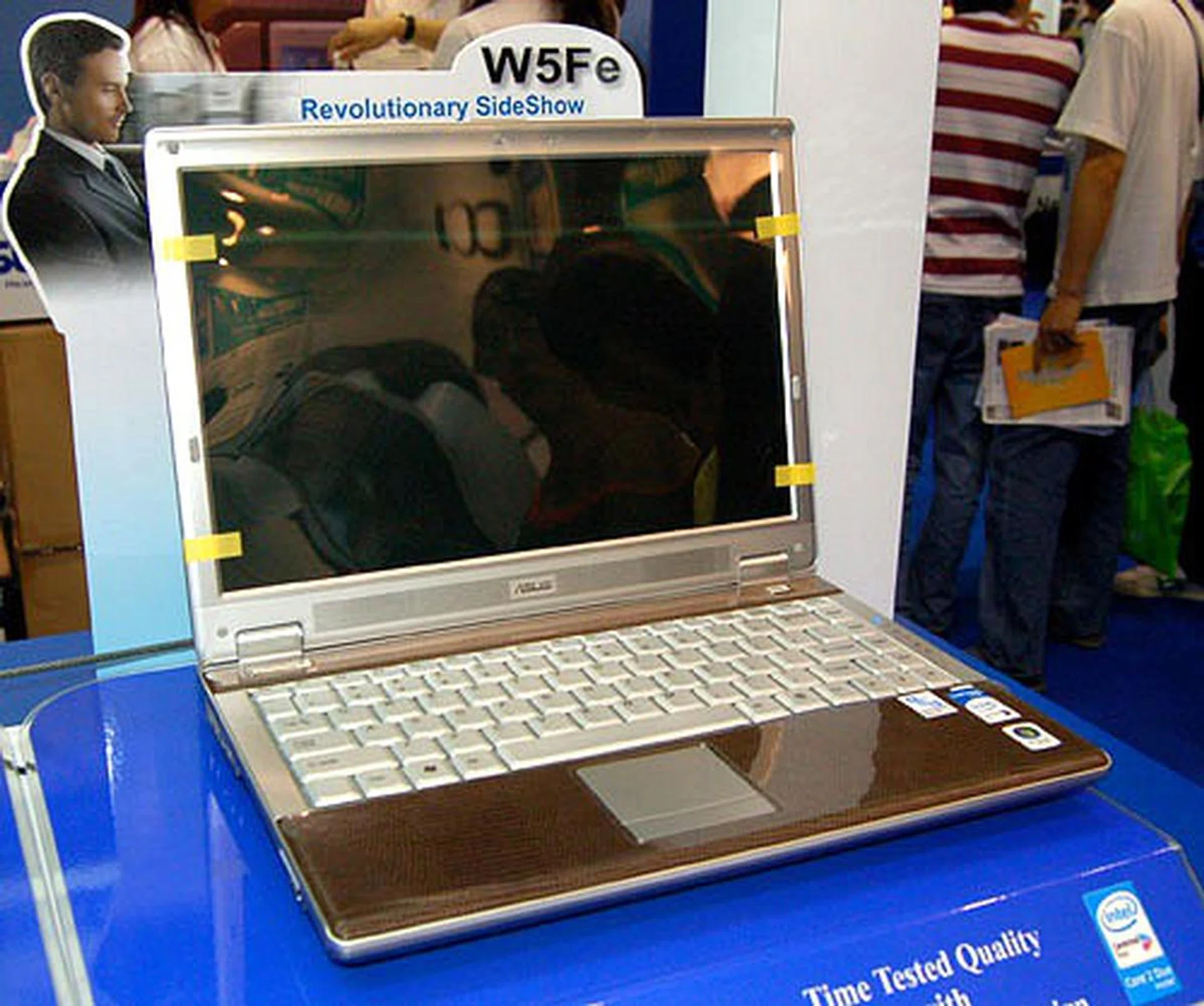  The ASUS W5Fe is the world's first SideShow notebook and we at www.hardwarezone.com had the pleasure to test drive this recently. This 12-inch handy sized 1.7kg notebook has a complimentary 2.8-inch QVGA screen and a1GB flash module on the top panel for the Windows Vista SideShow functionality. The notebook itself is specced with a Core 2 Duo T7200, 1.5GB memory, 160GB HDD and a TPM module. All for $3298.  