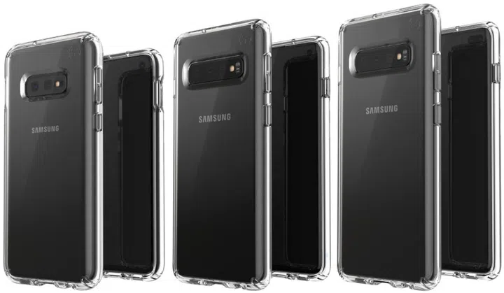 Left to right: Samsung Galaxy S10E, Galaxy S10 and Galaxy S10+. <br>Image source: @evleaks