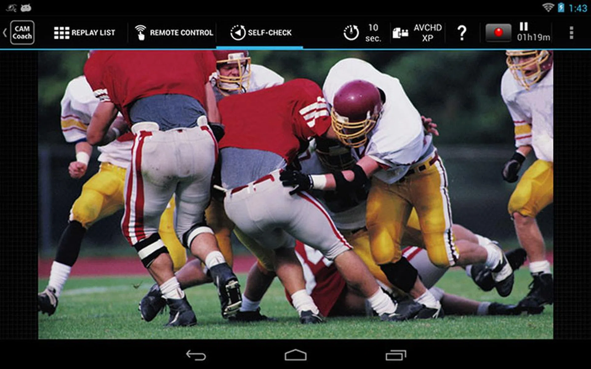 The JVC Cam Coach tablet app lets you transfer images recorded by the camcorder to a tablet over a Wi-Fi connection. You can use it for playback, displaying two images for comparison, self-checking, and more. (Image source: Google Play Store.)