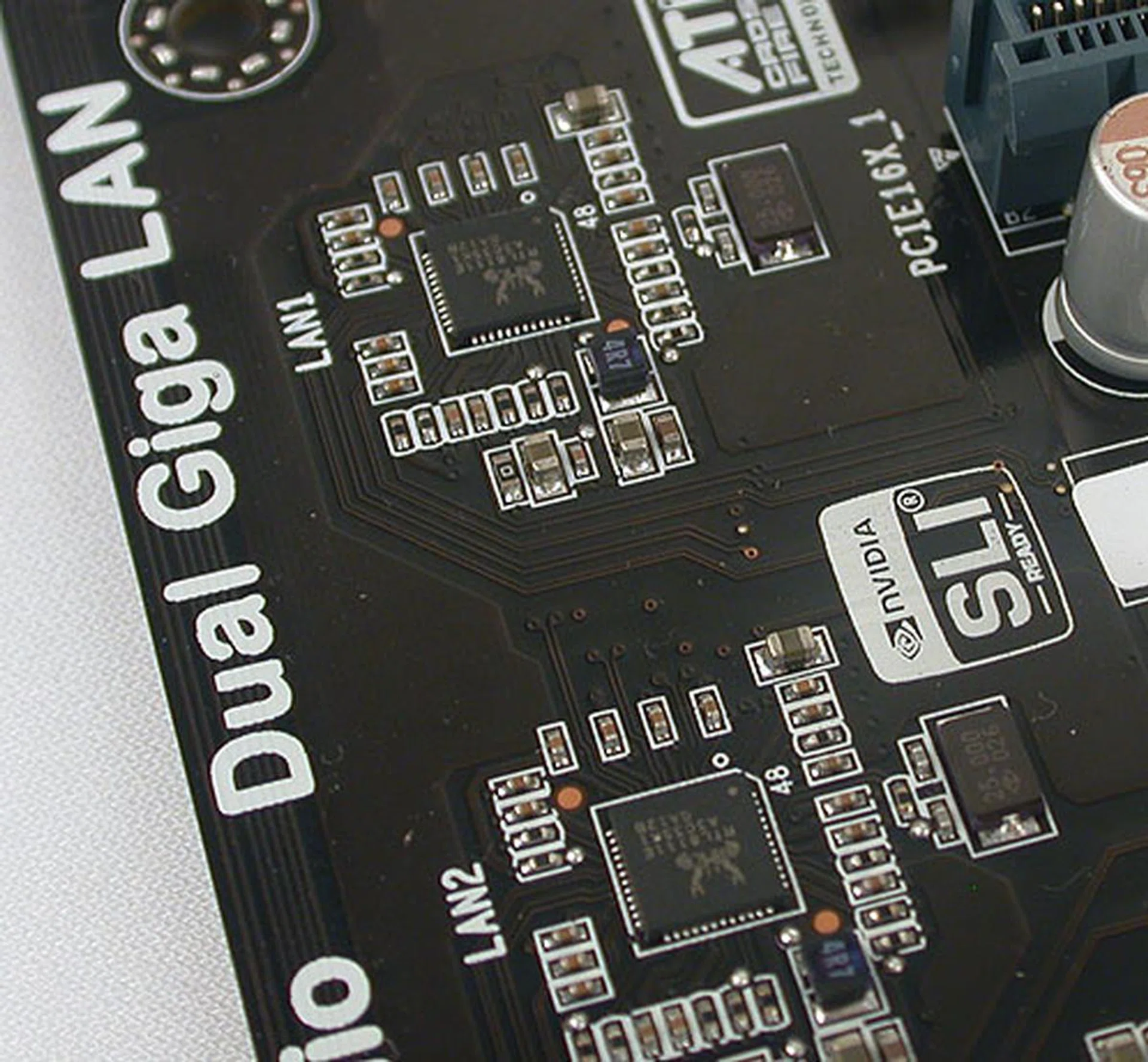 There are two Realtek Gigabit LAN controllers onboard, with the corresponding two Gigabit LAN ports.