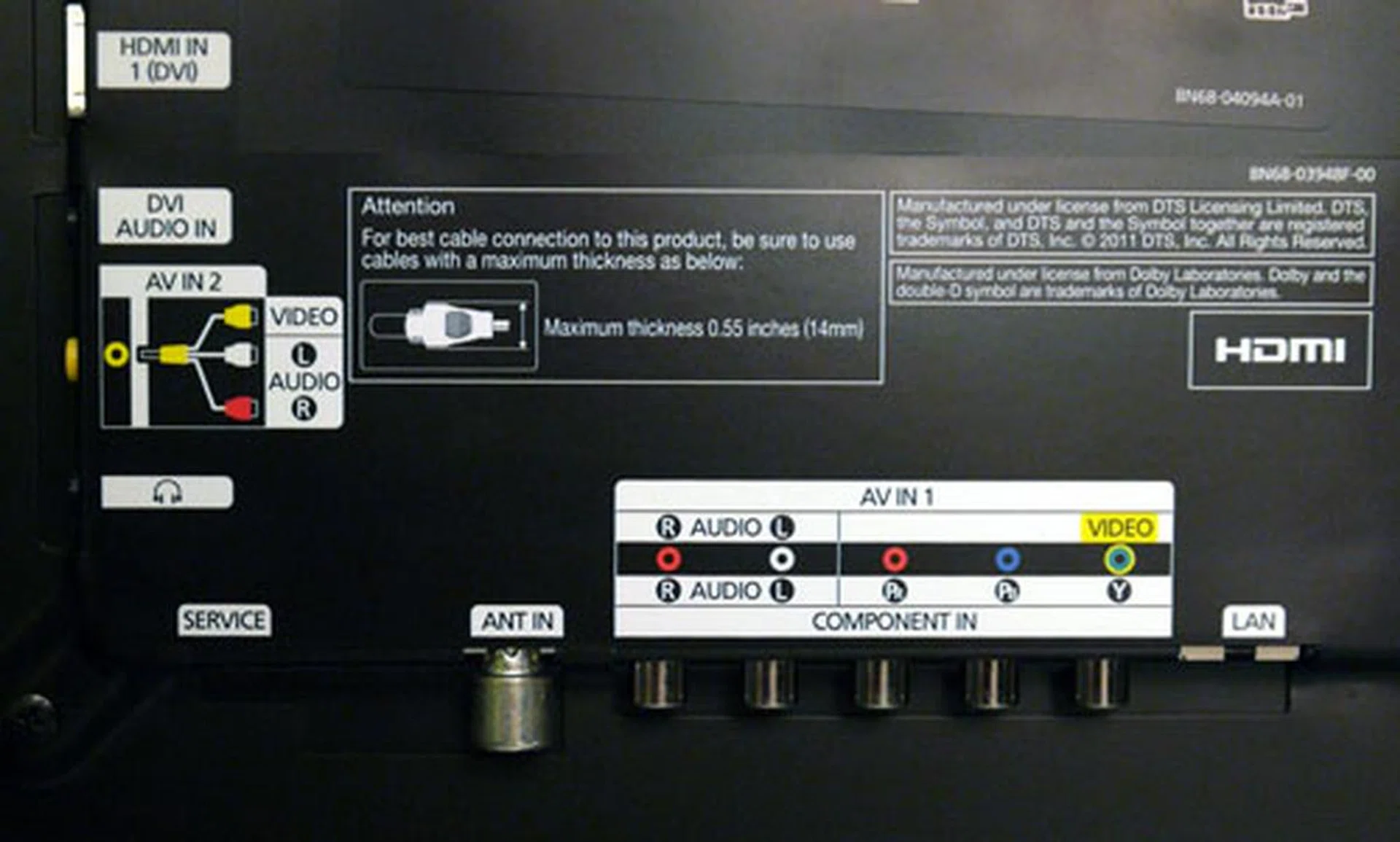 Samsung scores for its neat arrangement and wall-mount-friendly alignments. The Component inputs are located below next to the LAN inlet, while the Composite port sits on the side panel, but note that a breakout cable is needed.