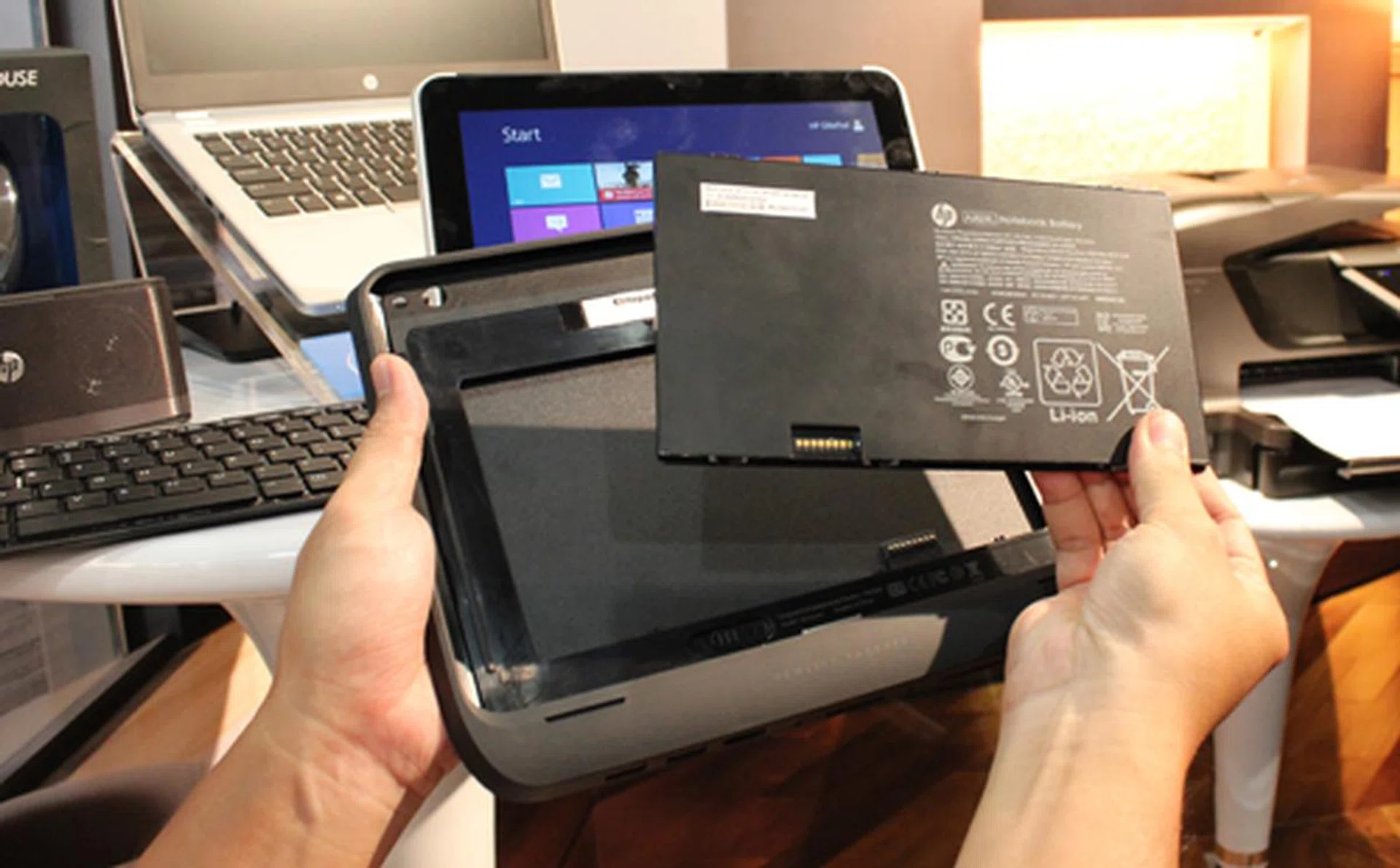 While the Elitepad's battery isn't removable, the expansion jacket's battery is, so there will definitely be options to get extra battery packs. 