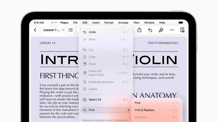 New Menu Bar in iPadOS 26. Photo: Apple.