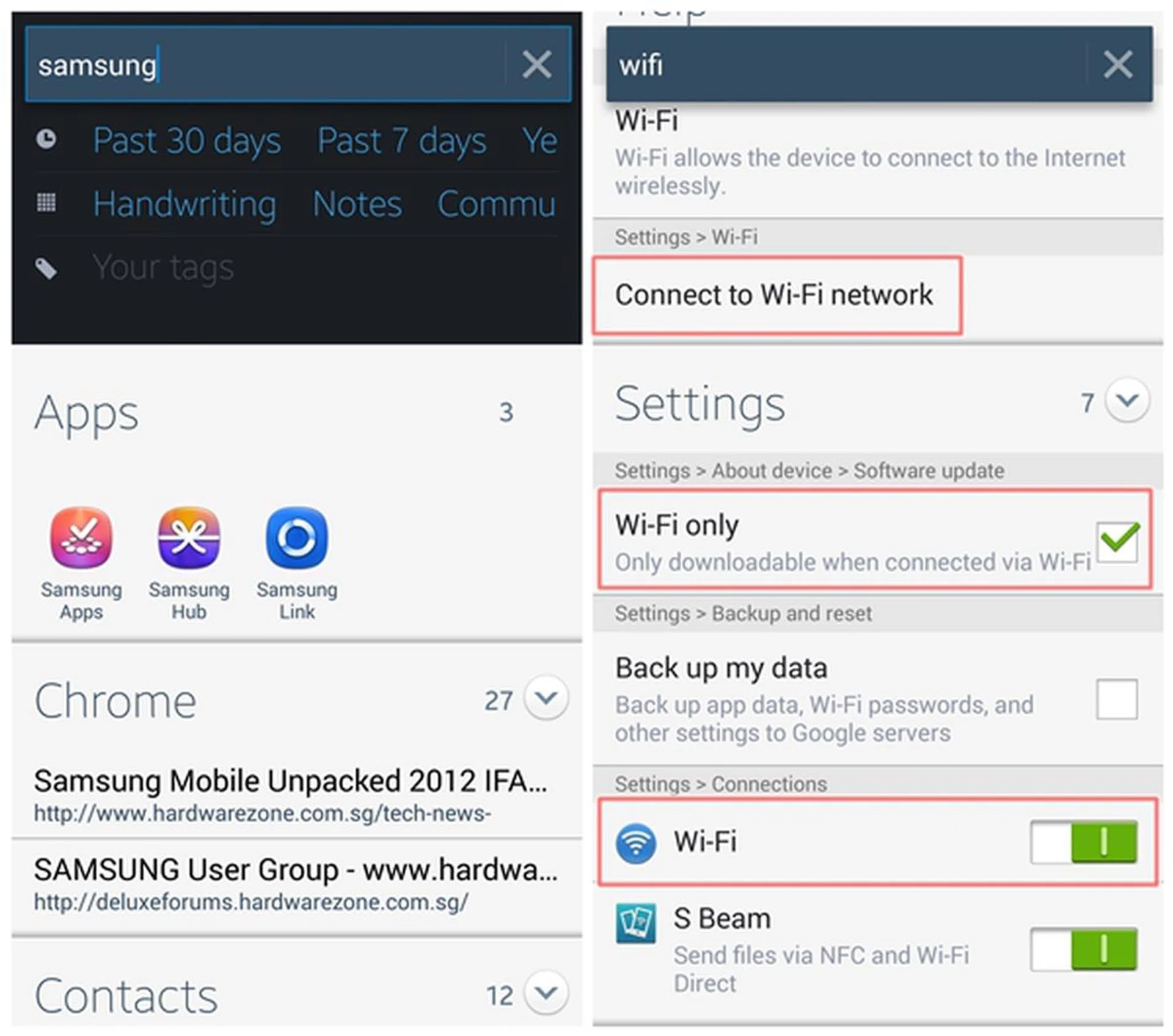 S Finder can also be used to find a particular system setting if you forget which menu it resides in.