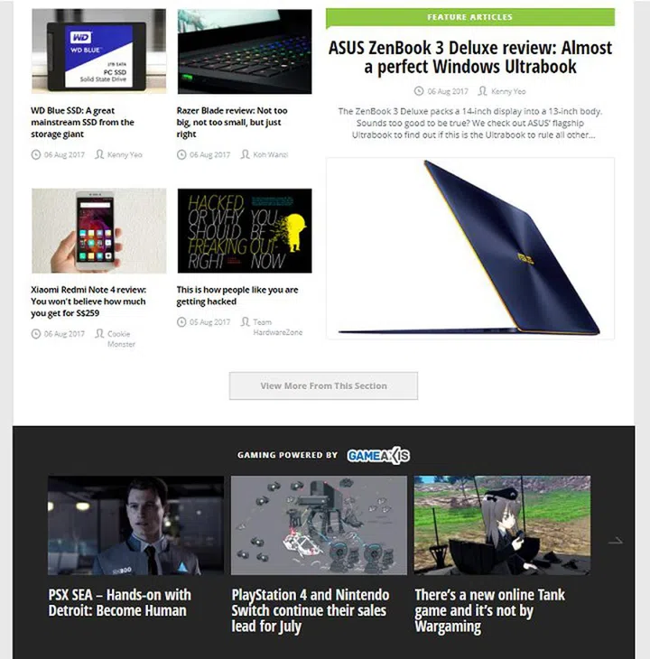 We even have a GameAxis content section in our homepage.