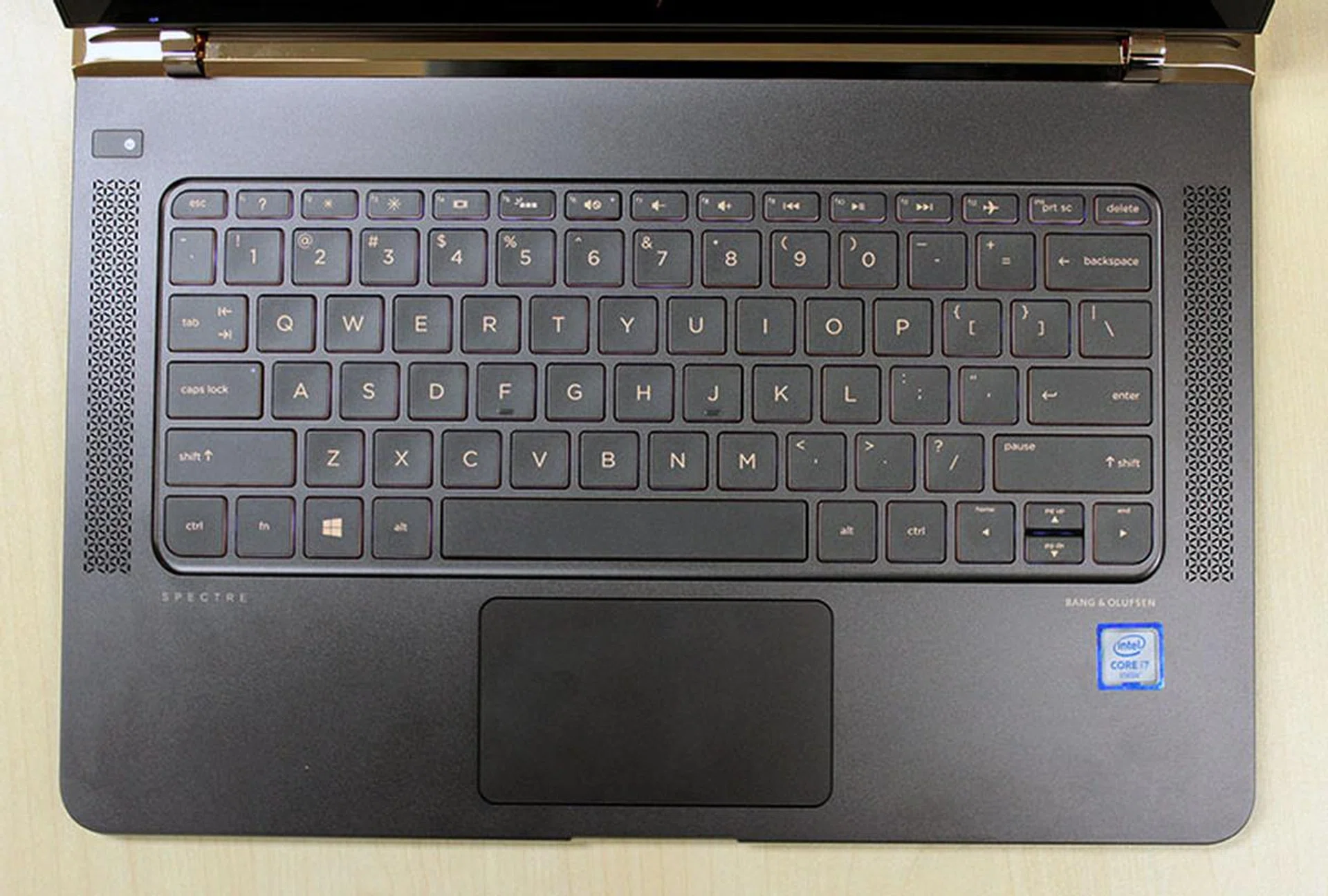 The Spectre's keyboard is pleasant to use and has a surprising amount of travel for a notebook so thin.