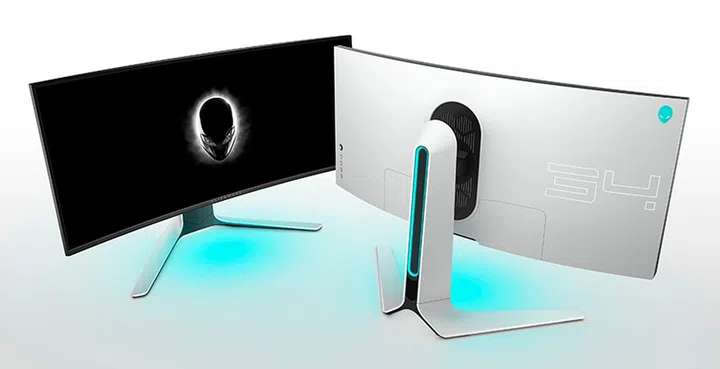 The Alienware 34 comes in a Lunar Light colour. (Image Source: Alienware)