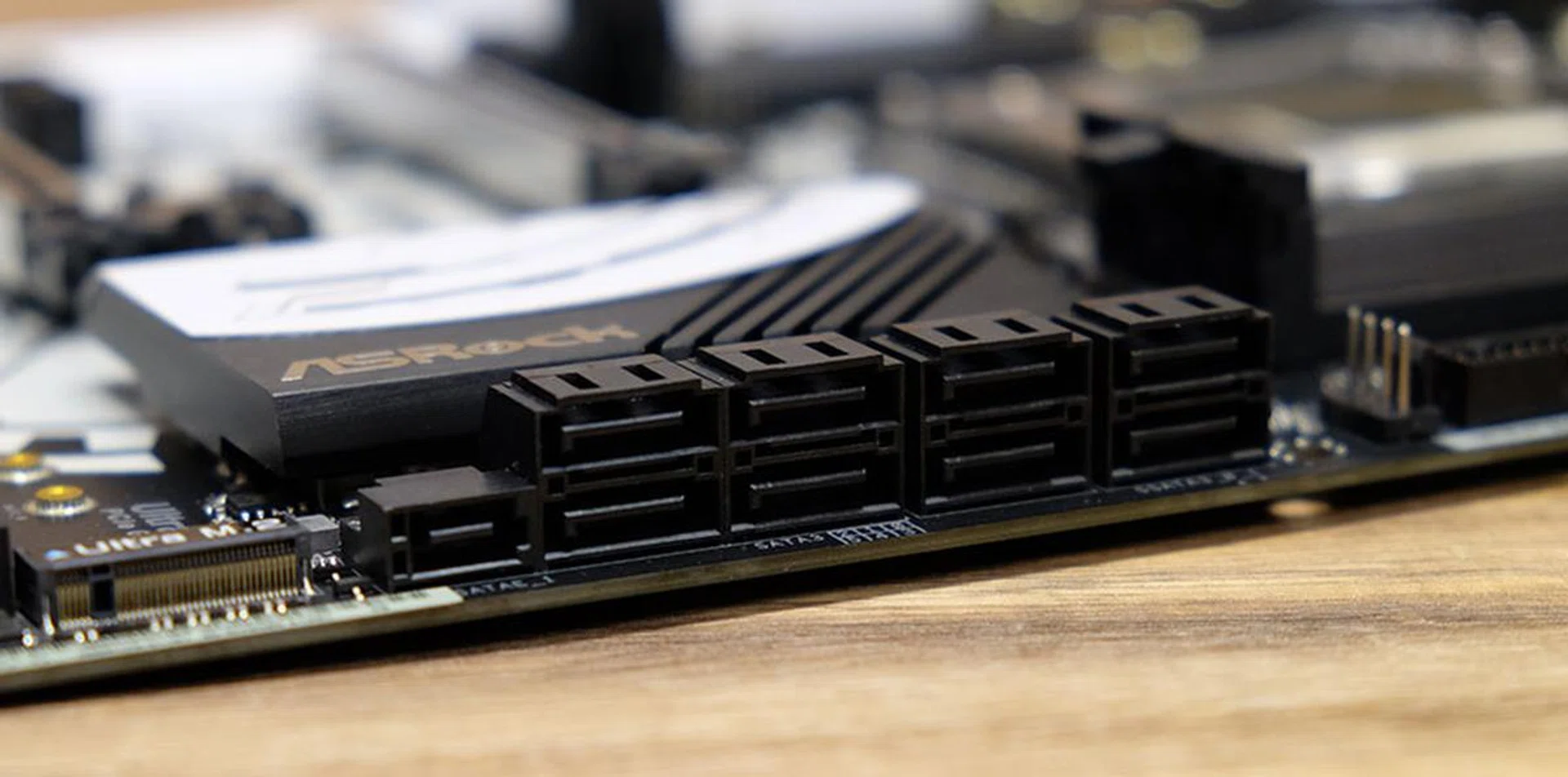 Eight of the 10 SATA 6Gbps ports are located at the edge of the board.