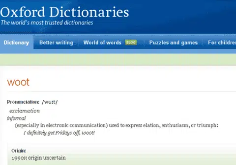 Source: Screenshot taken from oxforddictionaries.com.
