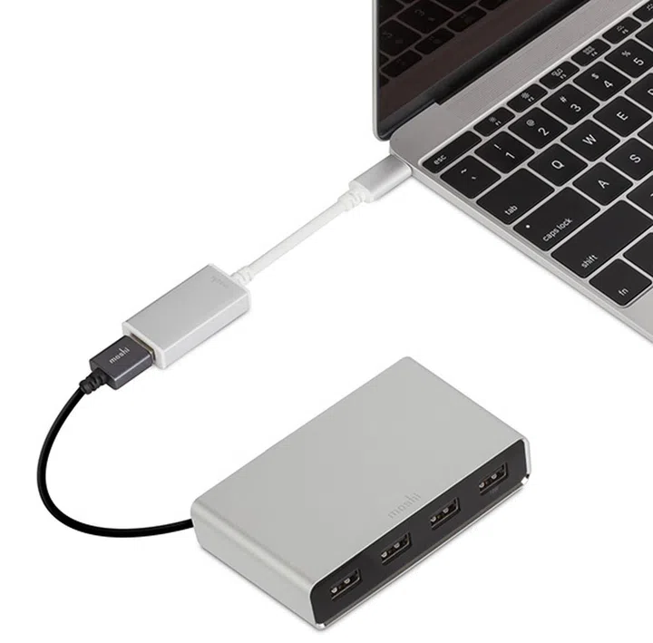Adding more ports is simple with the USB-C to USB adapter.