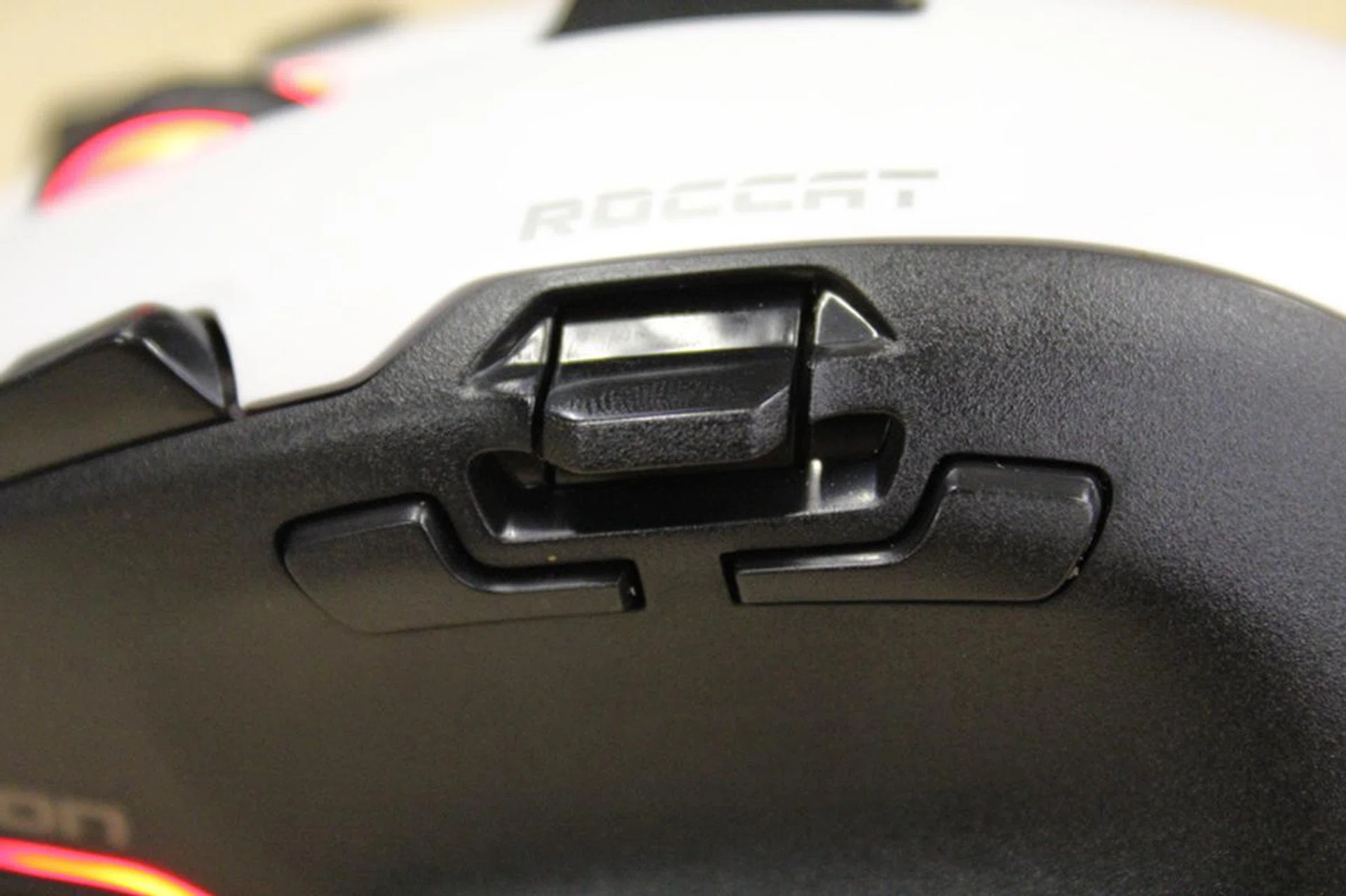 The X-celerator button can be pushed up or down. Down is a easier and more comfortable though.