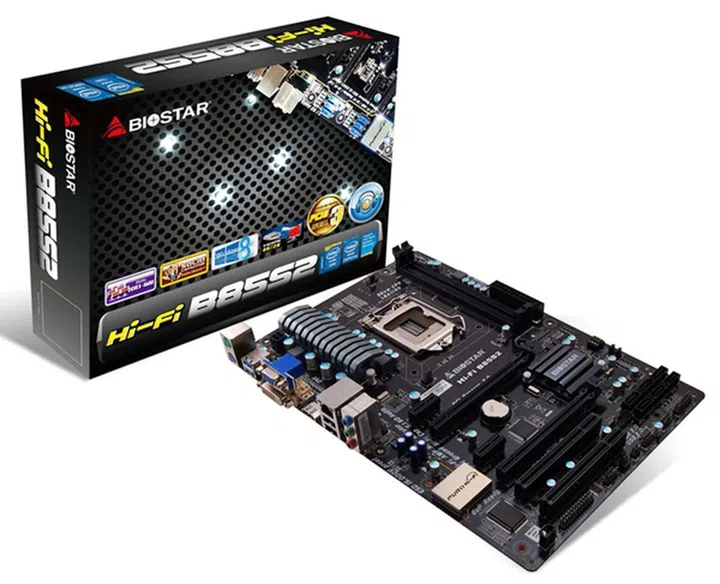 The Biostar Hi-Fi B85S2 Ver. 6.x motherboard that features the Intel B85 chipset. (Image Source: Biostar)