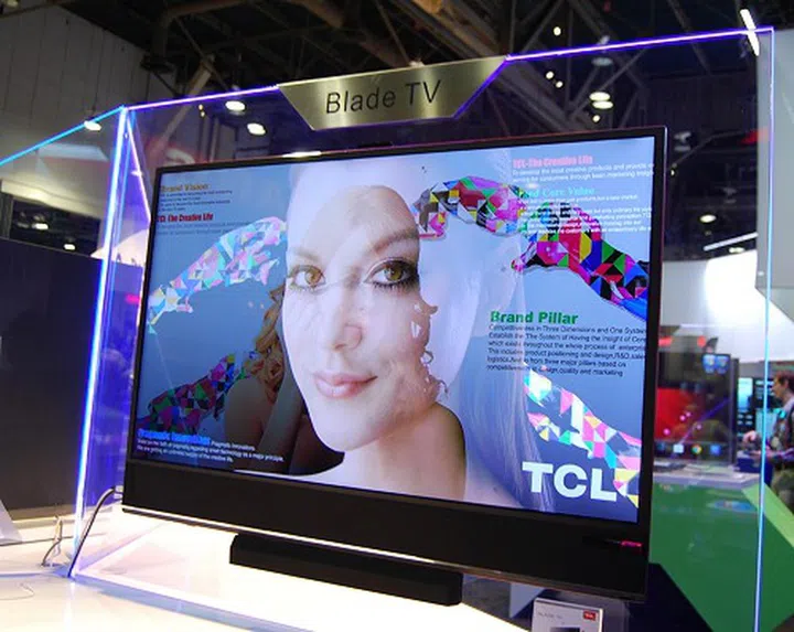 The Blade TV looks like any other modern TV with a speaker bar below.