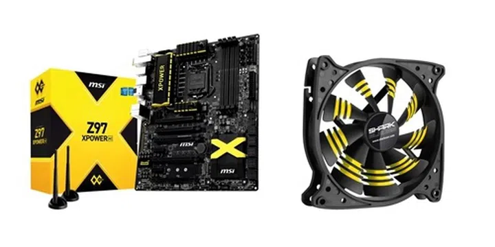 The MSI Z97 XPower AC motherboard comes with a free Sharkoon Shark blade cooling fan.