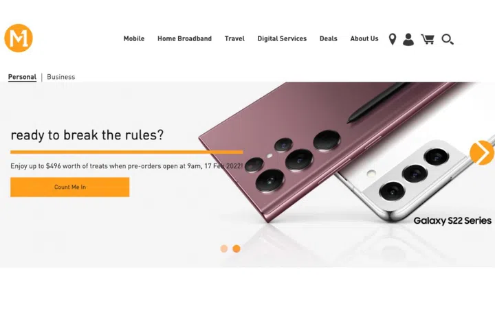 M1 isn't one of the telcos offering early pre-orders of the S22 series. 