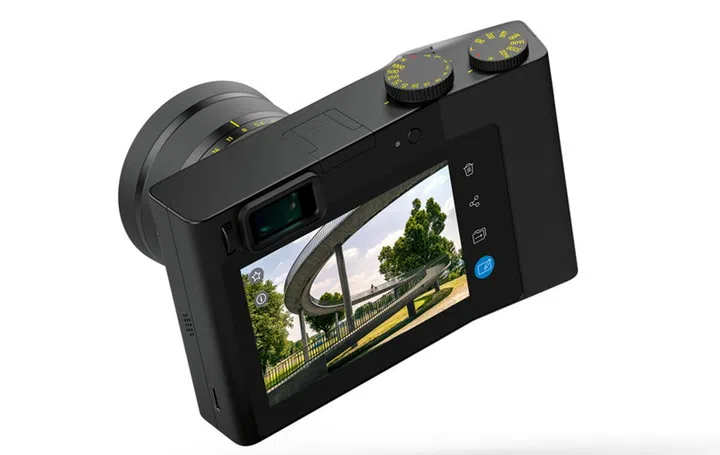 A large 4.3" multi-touch screen fills the rear. 