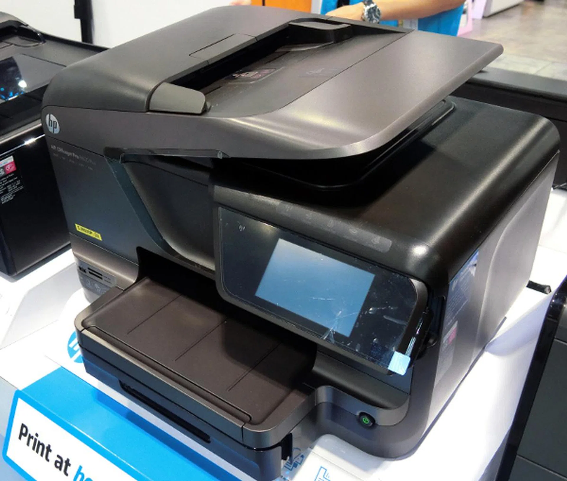 The Officejet Pro 8600 Plus is an all-in-one that has print, copy, scan, and fax capabilities. It has print speeds of up to 20ppm for black and white documents, and 16ppm for color documents. It also has a 25,000 page-per-month duty cycle. If you like what you see, go grab it for $349.