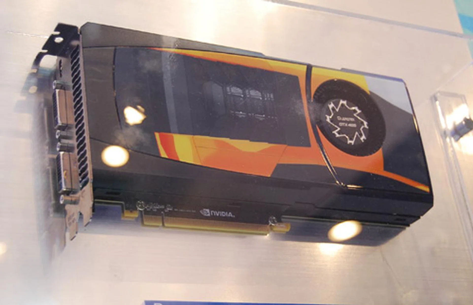 NVIDIA's latest GeForce GTX 465 makes its appearance at Leadtek's booth.