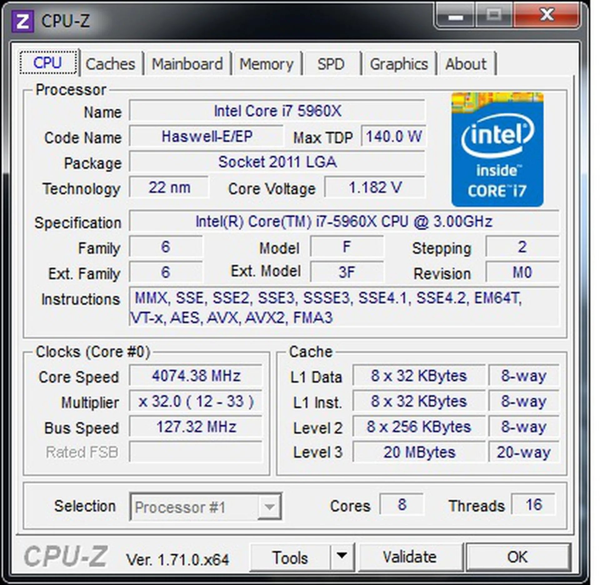 Its final OC speed was just over 4.0GHz.