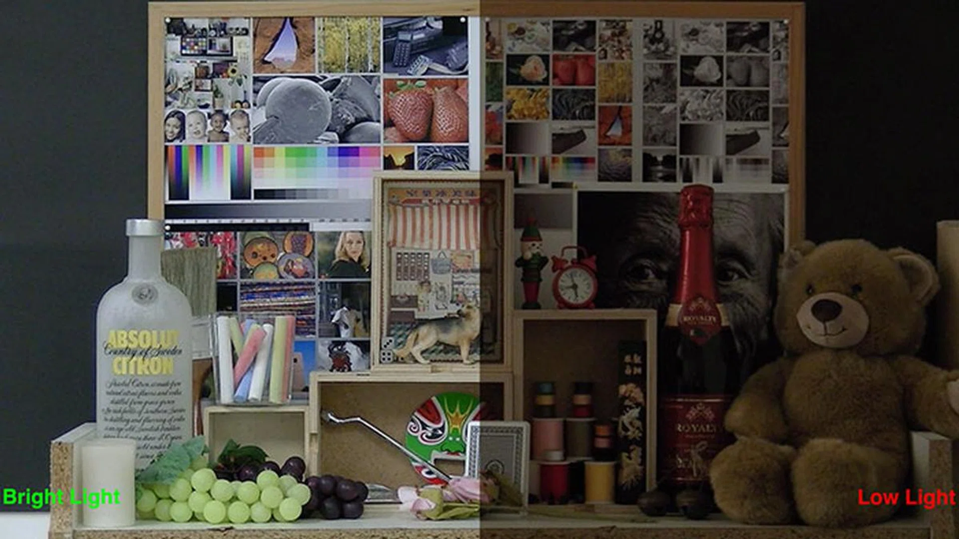 The PX100B fares well under low light. In this example, our low light scene is in a darkened room lit only by a lamp at a corner.