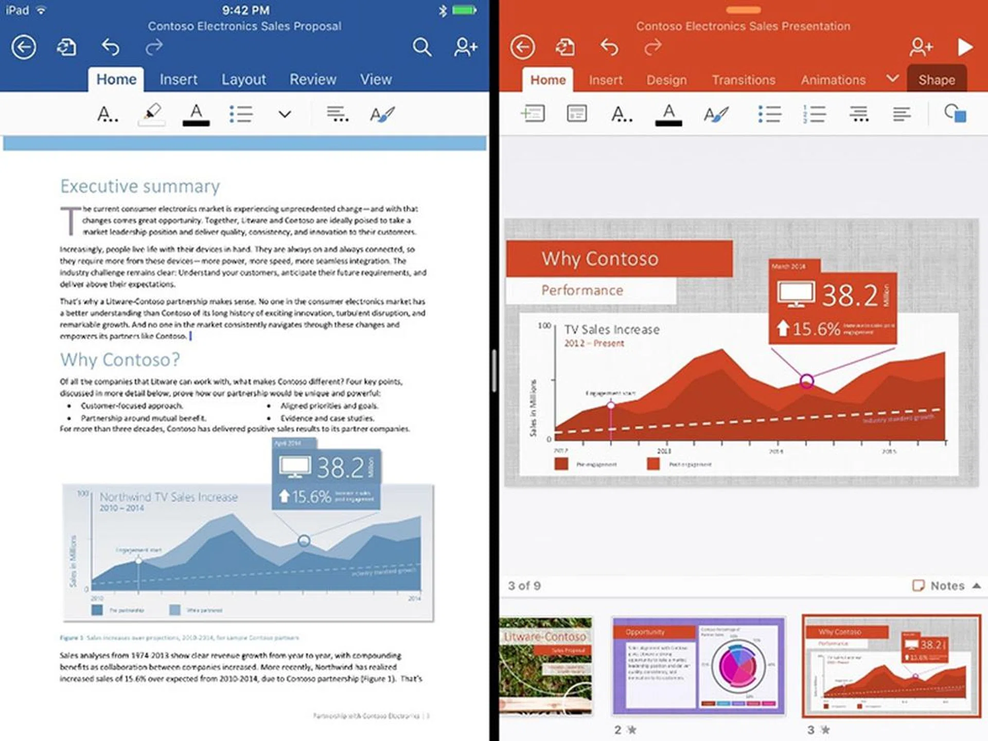 What's better than running an Office app on the iPad? Running two of them side by side, that's what! With Split View and iOS 9, this is now a reality.