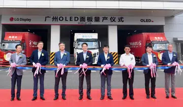 The tape-cutting ceremony at LG Display’s OLED panel plant in Guangzhou, China. <br>Image source: LG Display