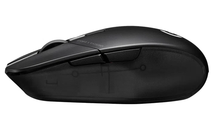The view of the Shroud G303 from the side, including its translucent side panels. (Image source: Logitech)