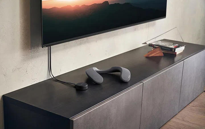 The SRS-NS7 with the included WLA-NS7 transmitter. (Image source: Sony)