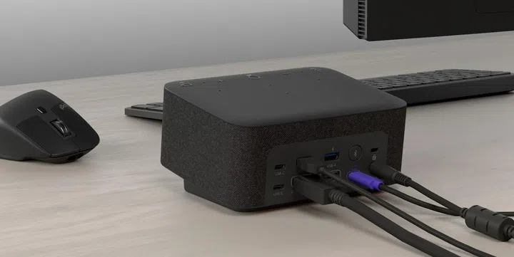 All-in-one workspace docking convenience that connects and charges up to 5 peripherals and 2 monitors. (Image: Logitech)