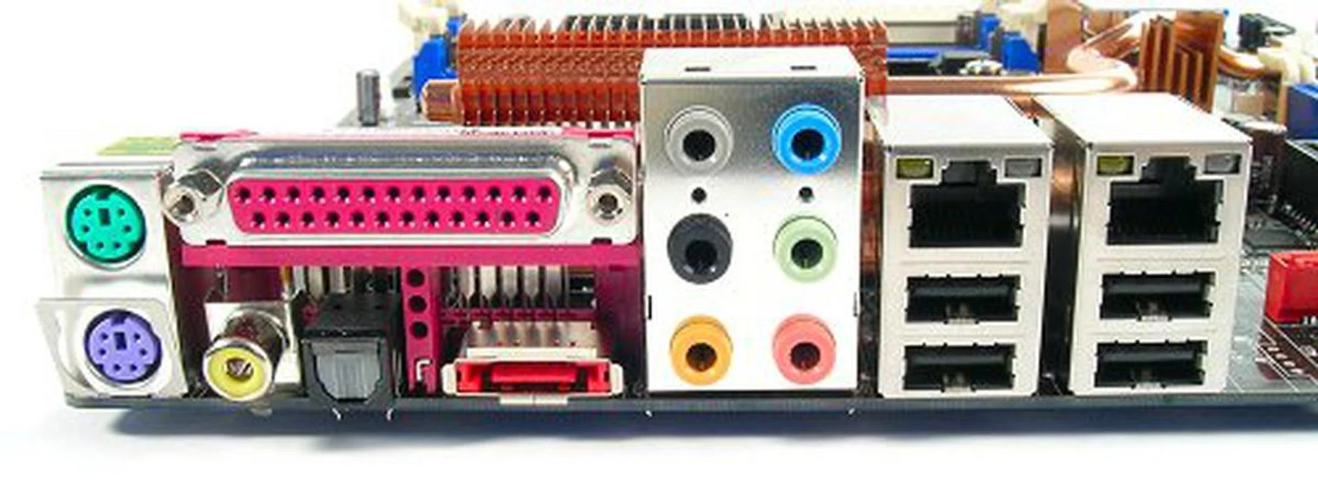 PS/2 and Parallel legacy connetors are available along with full set of analog and digital audio jacks, LAN, USB and even one eSATA connector.